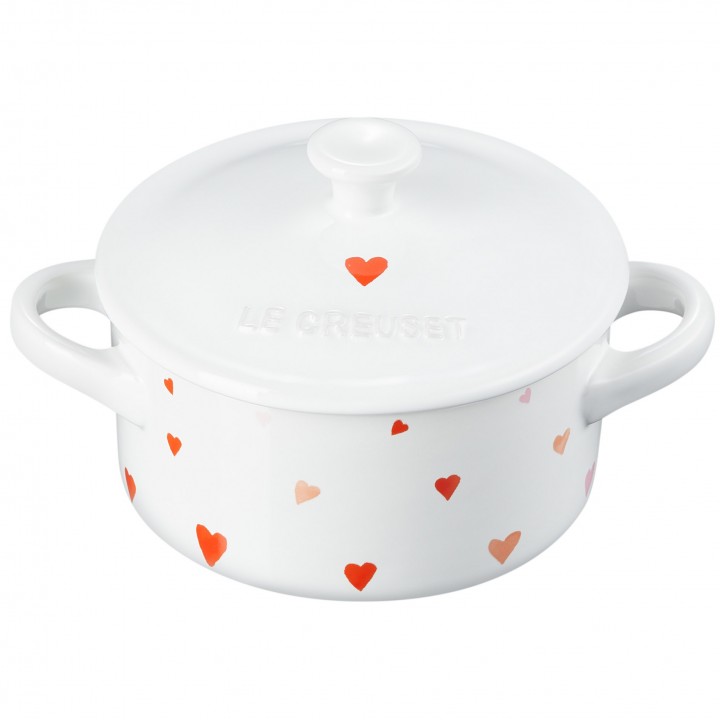 Кокотница 10 см с принтом «Сердце» Белый, Le Creuset, 81901100101830, Керамика