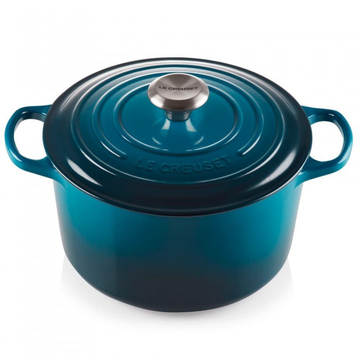 Кастрюля круглая 24 см Лазурь, стальная ручка, Le Creuset, 21195246422430, Чугун