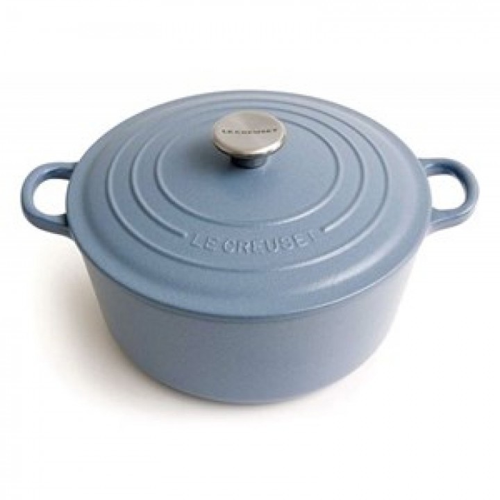 Кастрюля круглая 24 см Голубой минерал, стальная ручка, Le Creuset, 21001244514461, Чугун