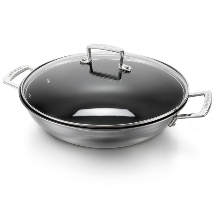 Вок 30 см со стеклянной крышкой и антипригарным покрытием, Le Creuset, 96201130001000, Сталь