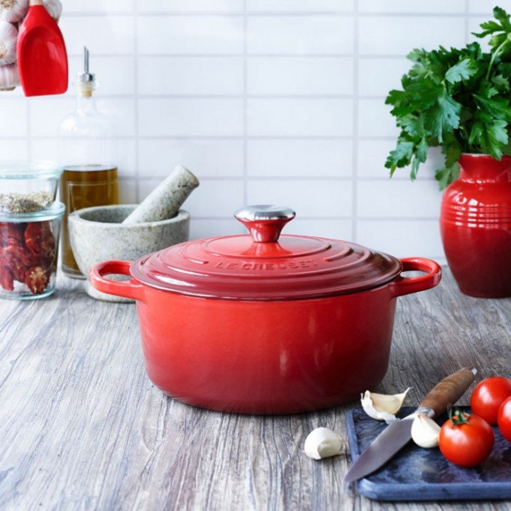 Кастрюля круглая 22 см Вишня, стальная ручка, Le Creuset, 21177220602430, Чугун