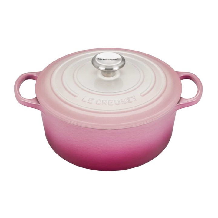 Кастрюля круглая 24 см Омбре розовый, стальная ручка, Le Creuset, 21177246834430, Чугун