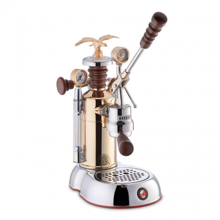 La Pavoni LPLESC01EU Леверная кофемашина-эспрессо La Pavoni, цвет позолоченный + нержавеющая сталь