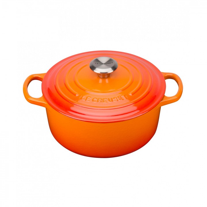 Кастрюля круглая 18 см Огненная лава, стальная ручка, Le Creuset, 21177180902430, Чугун