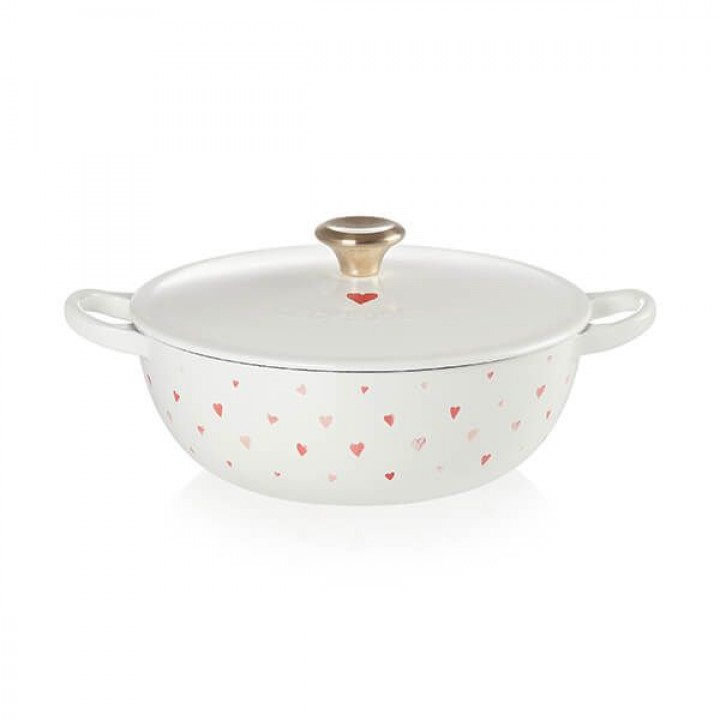 Казан HEARTS 22 см, металлическая ручка золотого цвета, светлая эмаль, Le Creuset, 21074228451449, Чугун