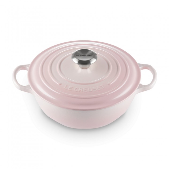 Казан 24 см Светло-розовый, стальная ручка, чёрная эмаль, Le Creuset, 21114247770430, Чугун