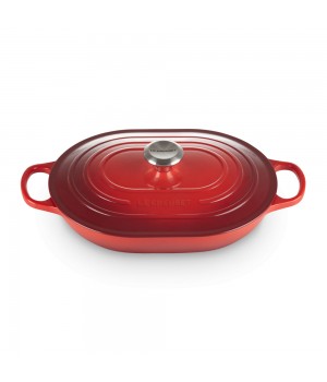 Кастрюля низкая Oblong 31 см Вишня, стальная ручка, Le Creuset, 21112310602430, Чугун