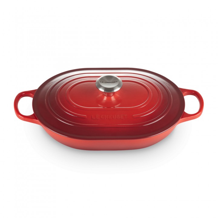 Кастрюля низкая Oblong 31 см Вишня, стальная ручка, Le Creuset, 21112310602430, Чугун