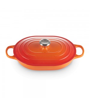 Кастрюля низкая Oblong 31 см Огненная лава, стальная ручка, Le Creuset, 21112310902430, Чугун