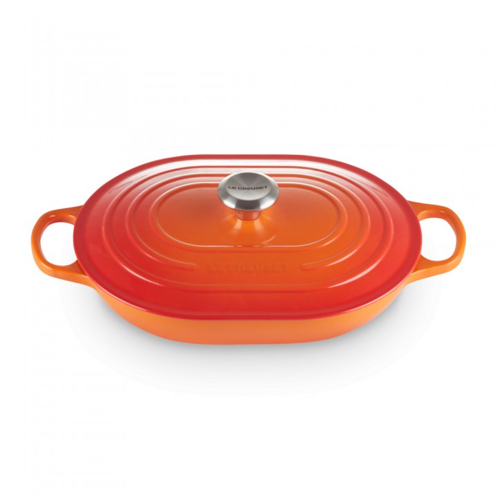 Кастрюля низкая Oblong 31 см Огненная лава, стальная ручка, Le Creuset, 21112310902430, Чугун