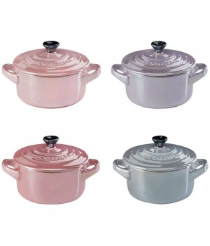 Набор из 4 кокотниц 10 см Розовый металлик, Le Creuset, 69212108129131, Керамика