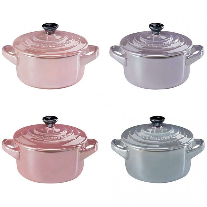 Набор из 4 кокотниц 10 см Розовый металлик, Le Creuset, 69212108129131, Керамика