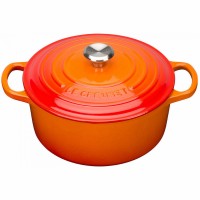 Кастрюля круглая 28 см Огненная лава, стальная ручка, Le Creuset, 21177280902430, Чугун