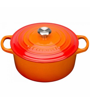 Кастрюля круглая 28 см Огненная лава, стальная ручка, Le Creuset, 21177280902430, Чугун