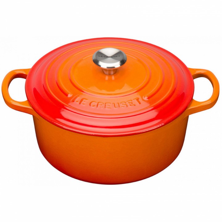 Кастрюля круглая 28 см Огненная лава, стальная ручка, Le Creuset, 21177280902430, Чугун