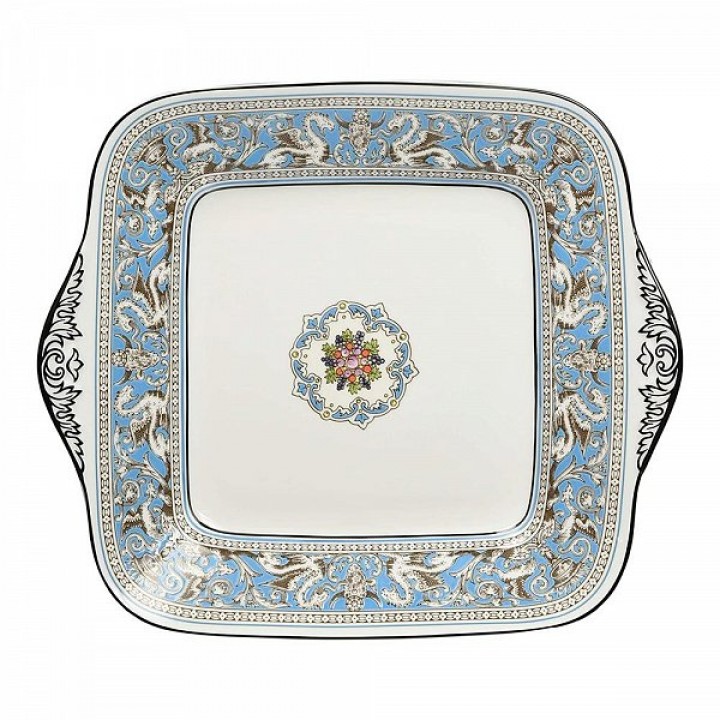 Блюдо для торта, 27 см, "Florentine Turquoise" Wedgwood, фарфор