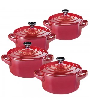 Набор из 4 кокотниц 10 см Вишня металлик, Le Creuset, 69212107370131, Керамика