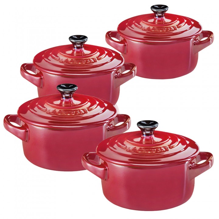 Набор из 4 кокотниц 10 см Вишня металлик, Le Creuset, 69212107370131, Керамика