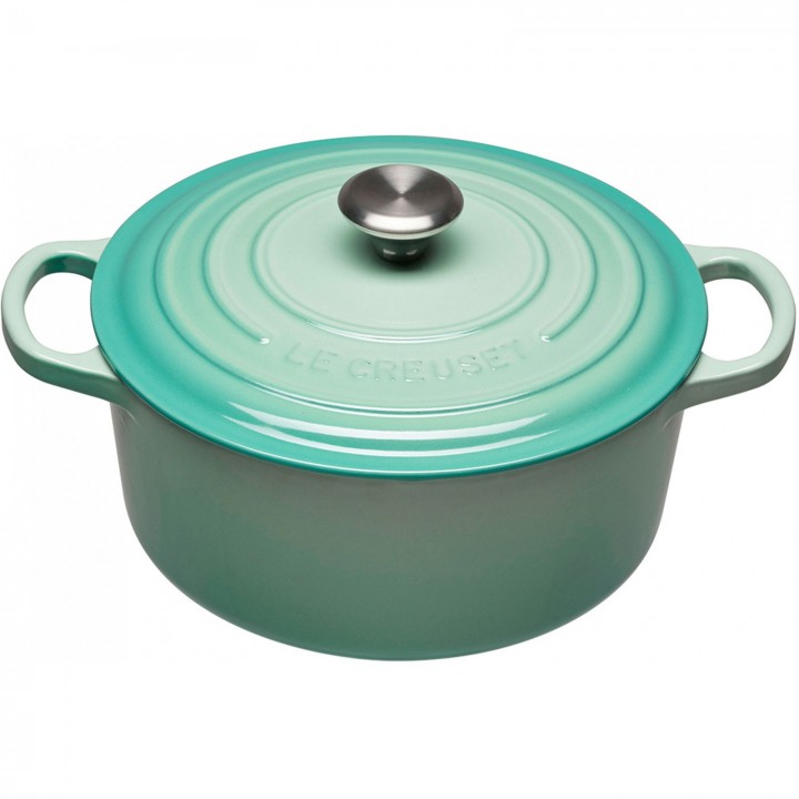 Кастрюля круглая 22 см Освежающая мята, стальная ручка, Le Creuset, 21177224962430, Чугун