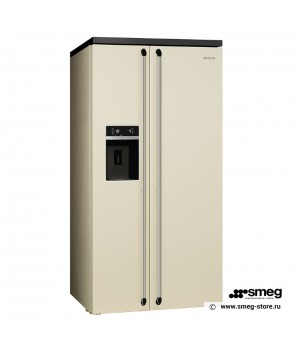 Smeg SBS963P - Отдельностоящий холодильник Side-by-side, кремовый.