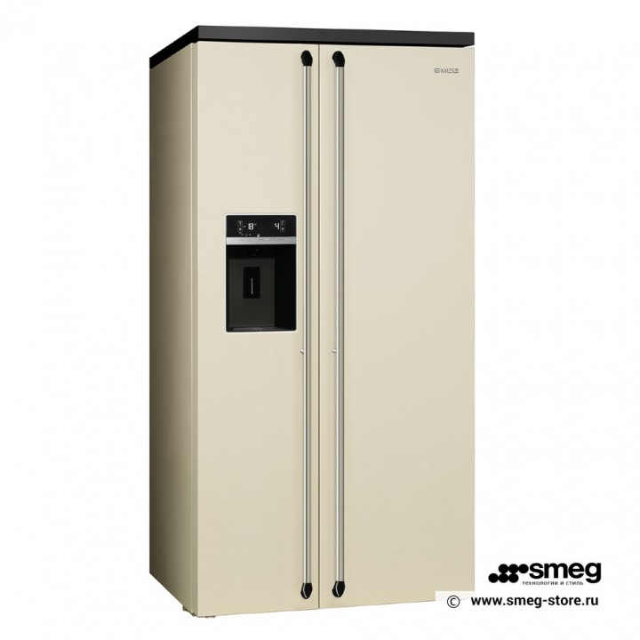 Smeg SBS963P - Отдельностоящий холодильник Side-by-side, кремовый.