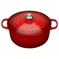 Кастрюля круглая 28 см Вишня, стальная ручка, Le Creuset, 21177280602430, Чугун