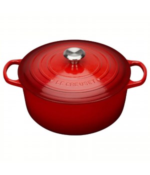 Кастрюля круглая 28 см Вишня, стальная ручка, Le Creuset, 21177280602430, Чугун