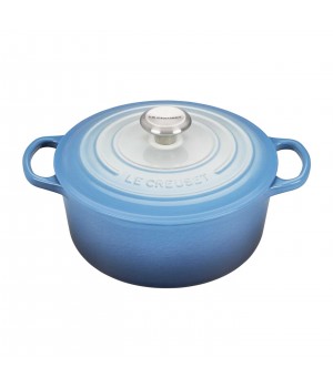 Кастрюля круглая 24 см Омбре голубой, стальная ручка, Le Creuset, 21177246824430, Чугун