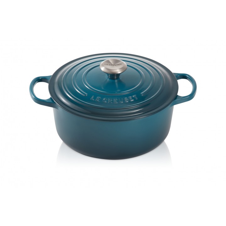 Кастрюля круглая 24 см Лазурь, стальная ручка, Le Creuset, 21177246422430, Чугун