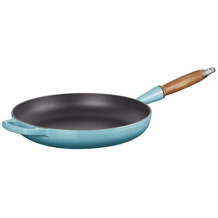 Сковорода с деревянной ручкой 28 см Signature, Бирюза, LE CREUSET, 20258281700422, чугун