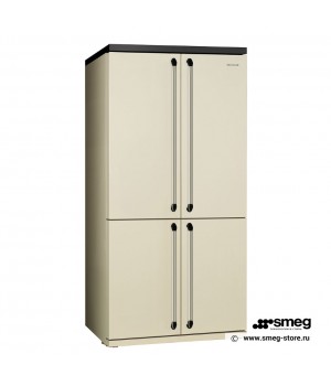 Smeg FQ960P - Отдельностоящий 4-х дверный холодильник Side-by-Side, кремовый.