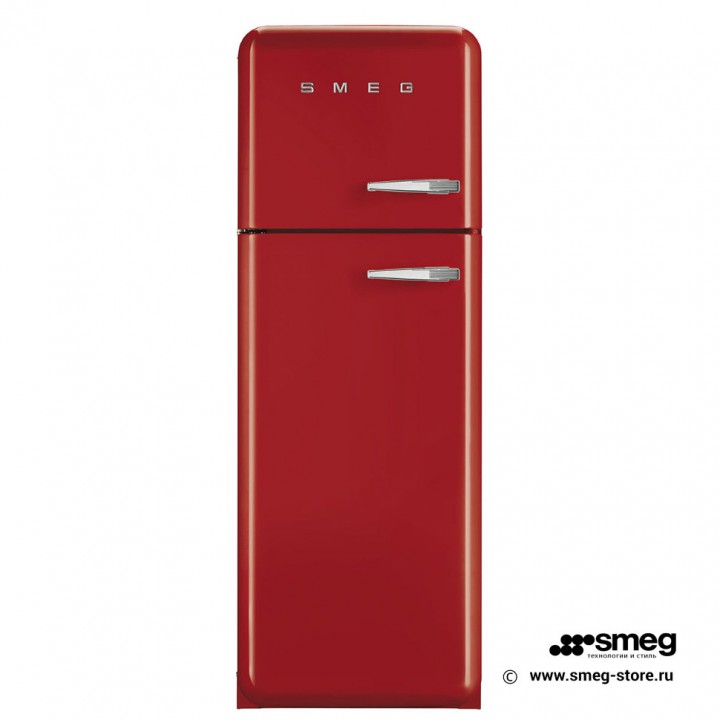 Smeg FAB30LR1 - отдельностоящий двухдверный холодильник красный.
