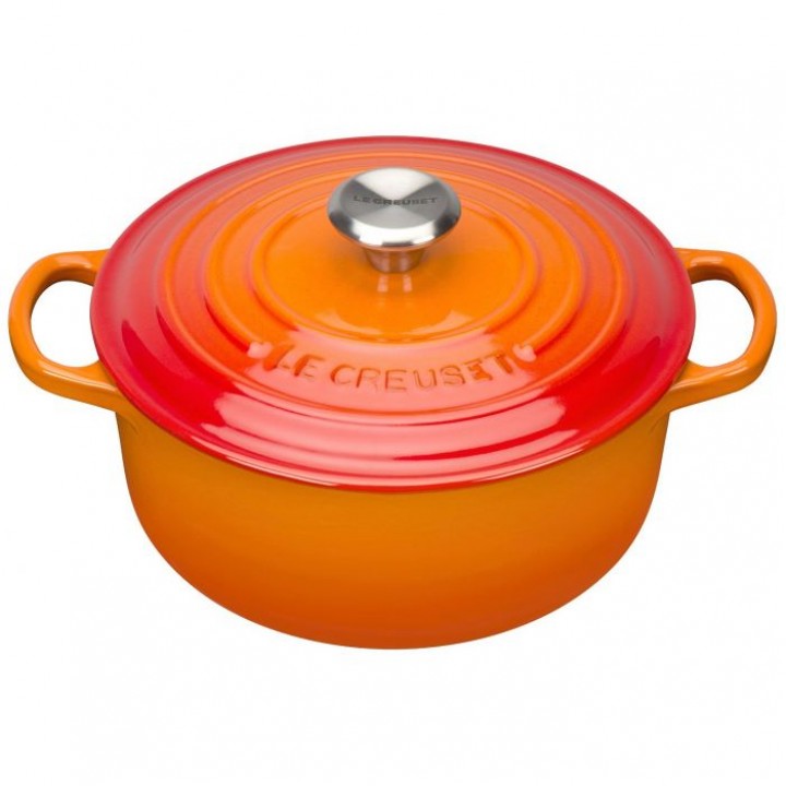 Кастрюля круглая 20 см Огненная лава, стальная ручка, Le Creuset, 21177200902430, Чугун