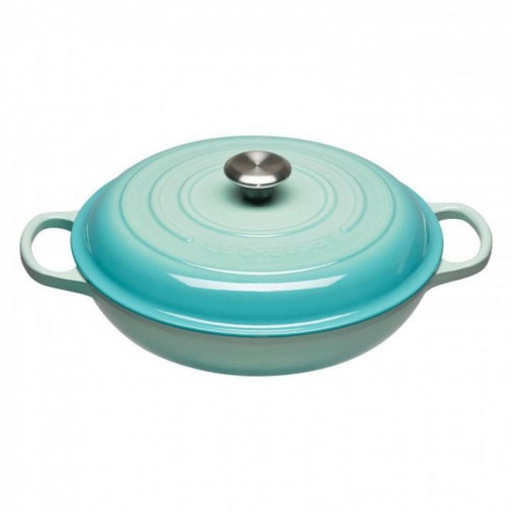 Кастрюля низкая 30 см Освежающая мята, стальная ручка, Le Creuset, 21180304962430, Чугун